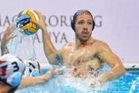 Adrià Delgado in action in the quarter finals against Serbia